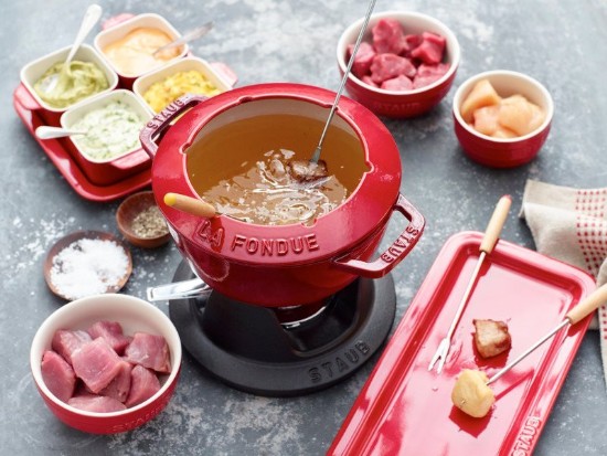 20 cm gietijzeren fondue set, Cherry - Staub