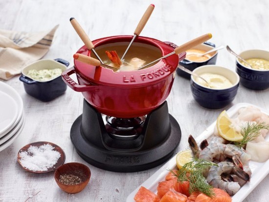 20 cm gietijzeren fondue set, Cherry - Staub