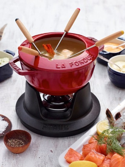 20 cm gietijzeren fondue set, Cherry - Staub