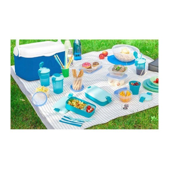 Food container with cutlery set, plastic, Blue - Curver