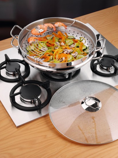 Padella wok, 4 pezzi, acciaio inox, 36 cm, "Macao" - WMF