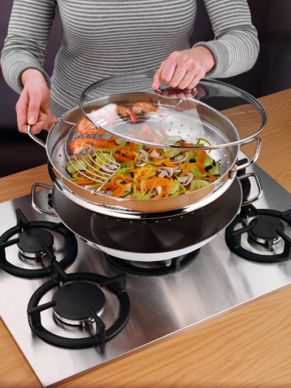 Padella wok, 4 pezzi, acciaio inox, 36 cm, "Macao" - WMF