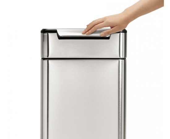 Vuilnisbak met touchbar, 40 L, Slim, roestvrij staal - simplehuman