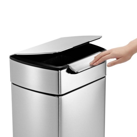 Vuilnisbak met touchbar, 40 L, Slim, roestvrij staal - simplehuman