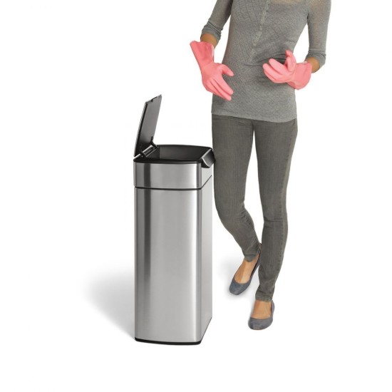 Vuilnisbak met touchbar, 40 L, Slim, roestvrij staal - simplehuman