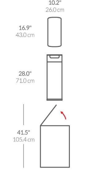 Vuilnisbak met touchbar, 40 L, roestvrij staal, Slim - simplehuman
