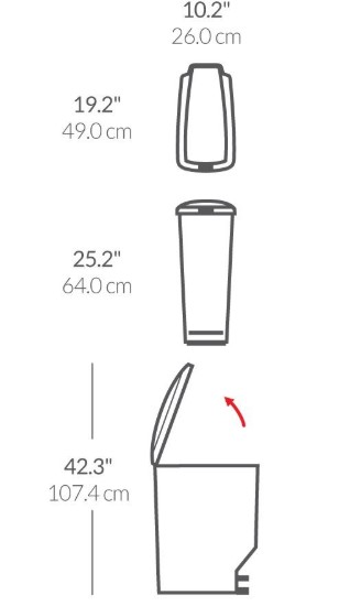 Pattumiera con pedale, 40 L, plastica, Nero - simplehuman