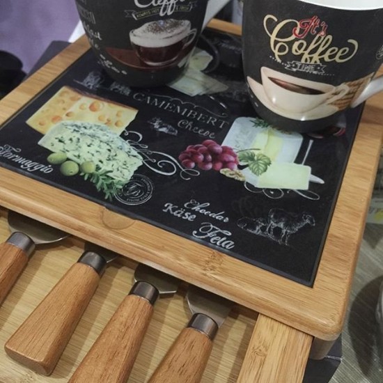 "World of cheese" 6-piece set for cheeses serving, 25 x 25 cm - Easy Life