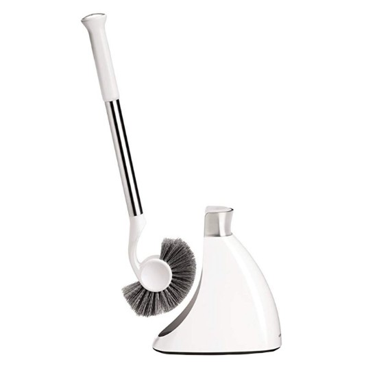 Scopino per WC con supporto, 47,2 cm, bianco - simplehuman