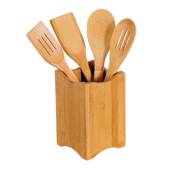 Set di 4 utensili con supporto, bambù - Kesper