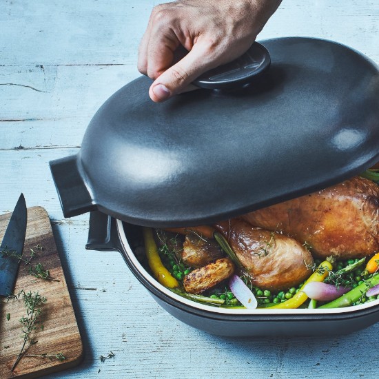 Oval Cocotte katls, keramika, 36,5 x 24,2 cm/4,5L, "Delight", Slate - Emile Henry