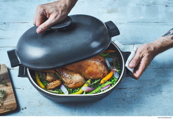 Oval Cocotte katls, keramika, 36,5 x 24,2 cm/4,5L, "Delight", Slate - Emile Henry
