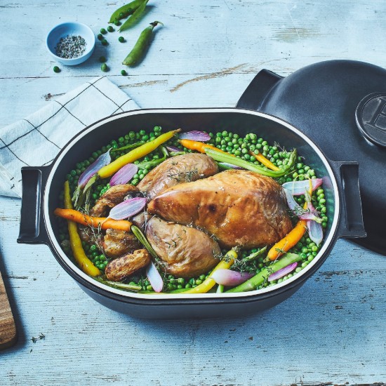 Oval Cocotte katls, keramika, 36,5 x 24,2 cm/4,5L, "Delight", Slate - Emile Henry