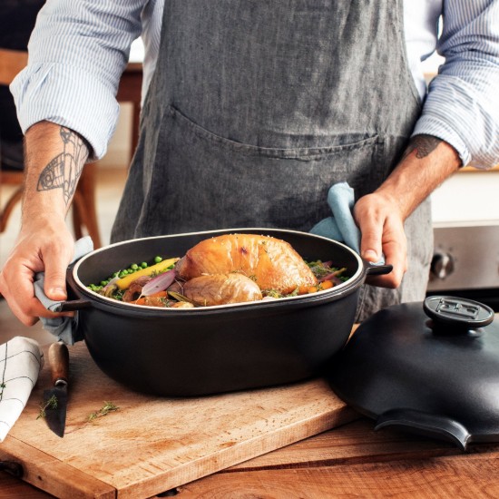 Oval Cocotte katls, keramika, 36,5 x 24,2 cm/4,5L, "Delight", Slate - Emile Henry