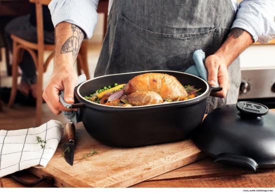 Oval Cocotte katls, keramika, 36,5 x 24,2 cm/4,5L, "Delight", Slate - Emile Henry