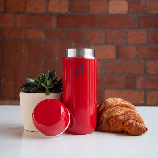 Thermisch geïsoleerde fles, roestvrij staal, 200 ml, "DrinkPod", rood - Grunwerg