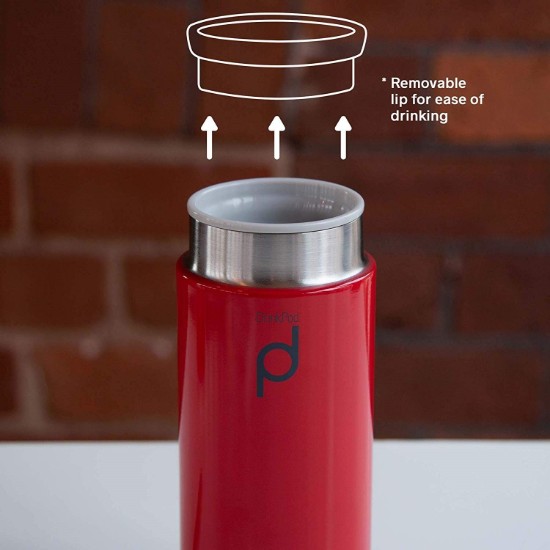 Thermisch geïsoleerde fles, roestvrij staal, 200 ml, "DrinkPod", rood - Grunwerg