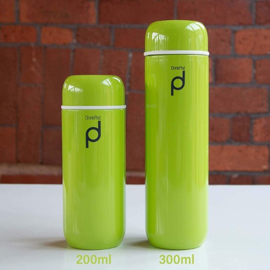 Thermisch geïsoleerde fles, 200 ml, roestvrij staal, "DrinkPod", groen - Grunwerg
