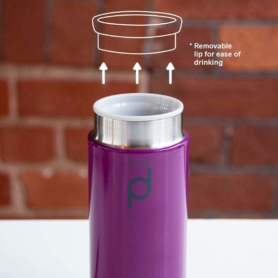 Flacone termoisolante "DrinkPod" in acciaio inox, 300 ml, colore viola - Grunwerg