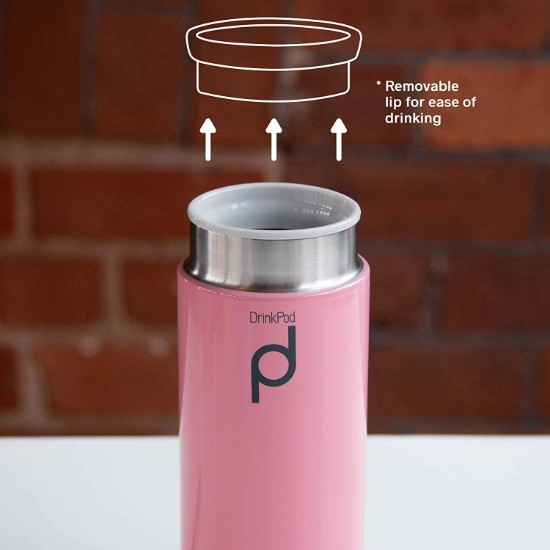 "DrinkPod" thermisch isolerende fles gemaakt van roestvrij staal, 300 ml, Roze - Grunwerg