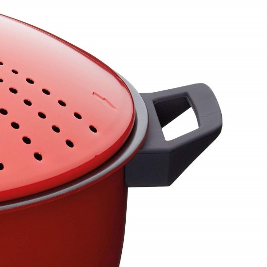Koolstofstalen kookpot voor het koken van pasta 4 l, rood - van Kitchen Craft