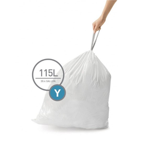 Søppelsekker, kode Y, 115 L / 200 stk., plast - simplehuman