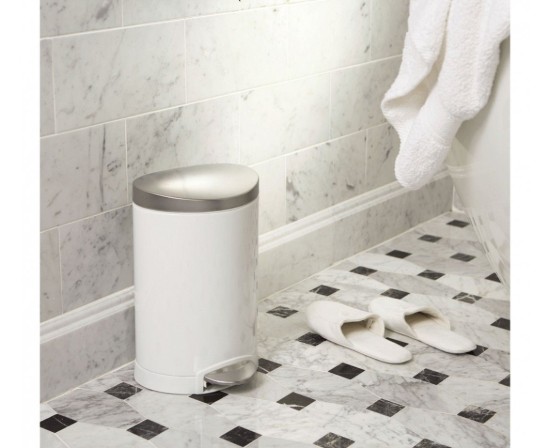 Vuilnisbak met pedaal, 6 L, roestvrij staal, Wit - simplehuman