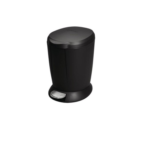 Pattumiera, rotonda, con pedale, 6 L, plastica, nera - simplehuman
