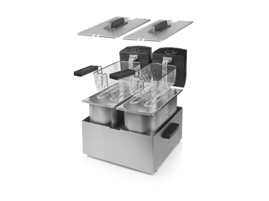 Friggitrice a 2 scomparti, 6 l, 2x1800 W, argento - Princess