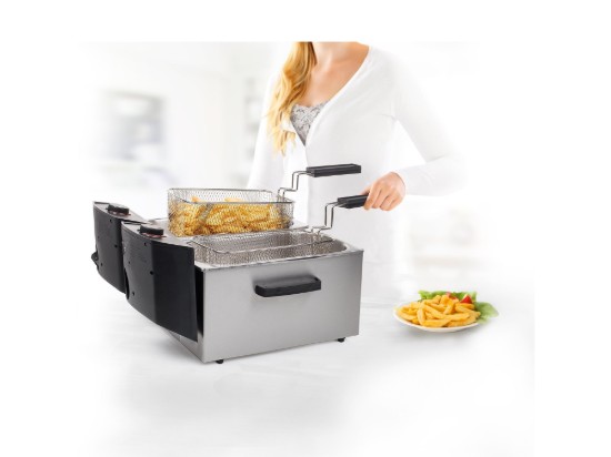 Friggitrice a 2 scomparti, 6 l, 2x1800 W, argento - Princess