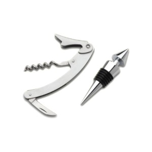 Set di 2 accessori per vino "Aperiti", acciaio inox - Grunwerg
