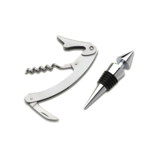 Set di 2 accessori per vino "Aperiti", acciaio inox - Grunwerg