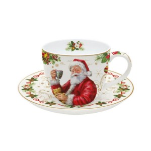 Tea cup with saucer, "Magic Christmas", 200 ml, Red - Easy Life