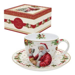 Tea cup with saucer, "Magic Christmas", 200 ml, Red - Easy Life