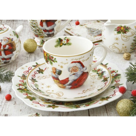 Tazza da tè con piattino "Magic Christmas", 200 ml, Rosso - Easy Life