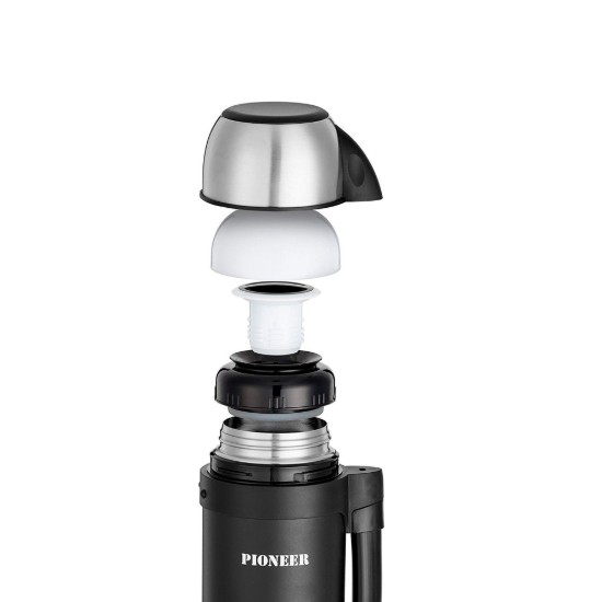 "Pioneer" vacuum thermos, 1.8 l, stainless steel, Black - Grunwerg