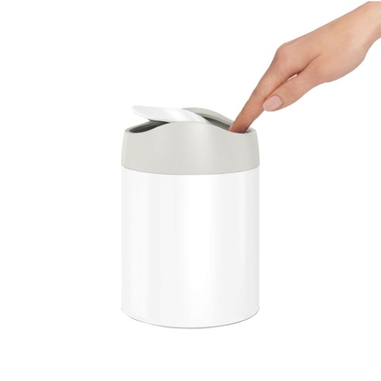 Mini pattumiera da tavolo, 1,5 L, White Steel - simplehuman