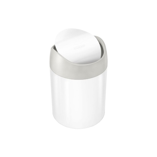 Mini pattumiera da tavolo, 1,5 L, White Steel - simplehuman
