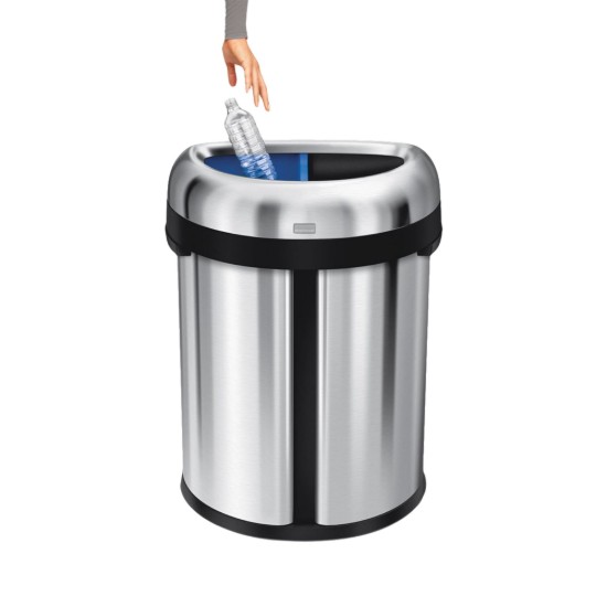 Pattumiera semirotonda, con 2 scomparti, 66 L - simplehuman