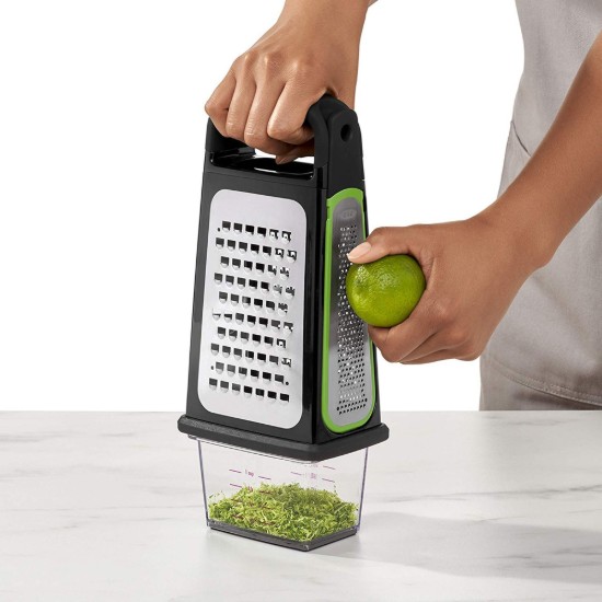 Multipurpose grater, stainless steel, with container - OXO