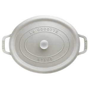 Ovale Cocotte kookpot, gietijzer, 31cm/5.5L, Witte Truffel - Staub