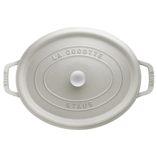 Ovale Cocotte kookpot, gietijzer, 31cm/5.5L, Witte Truffel - Staub