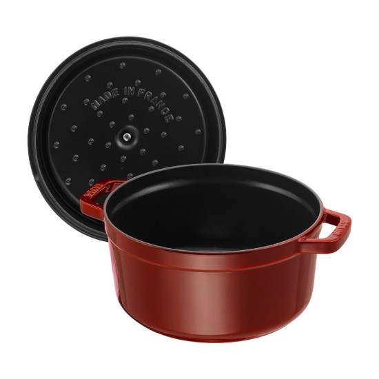 Gietijzeren Cocotte kookpot, 24 cm/3,8 l, Grenadine - Staub