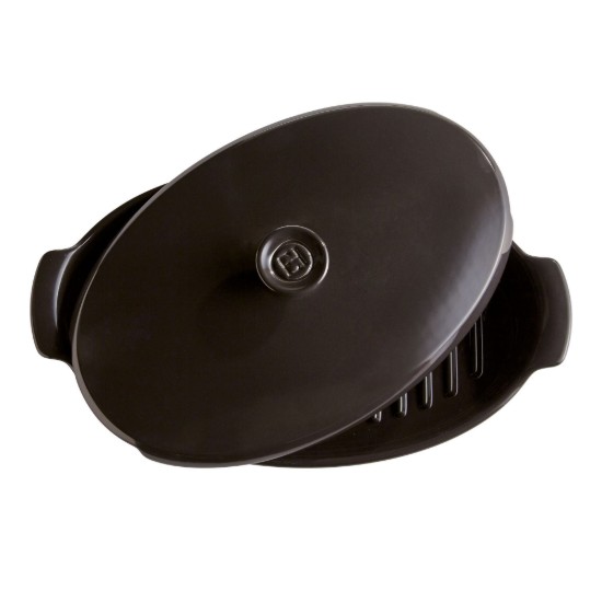 Steam cooking dish, ceramic, 42x25cm/1.9L, "PAPILLOTE", Charcoal - Emile Henry
