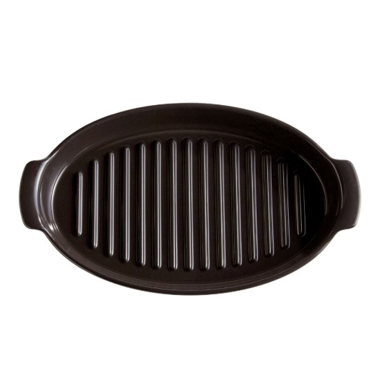 Steam cooking dish, ceramic, 42x25cm/1.9L, "PAPILLOTE", Charcoal - Emile Henry