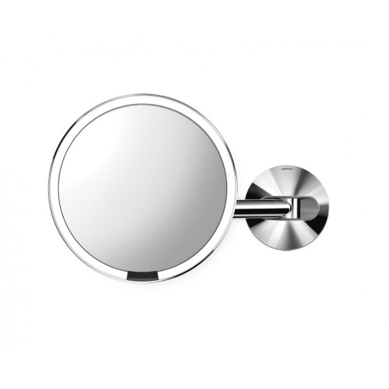 Specchio per trucco con sensore, montaggio a parete, 23 cm, Polished Steel - simplehuman
