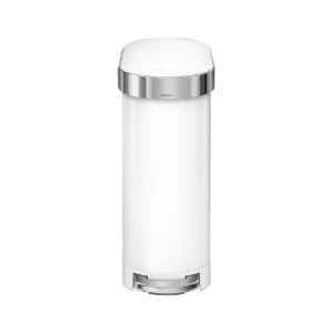 Pattumiera a pedale, 45 L, Slim, White Steel - simplehuman