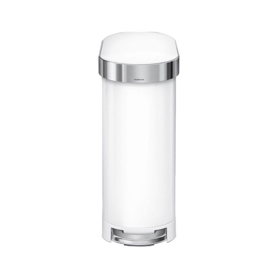 Pattumiera a pedale, 45 L, Slim, White Steel - simplehuman
