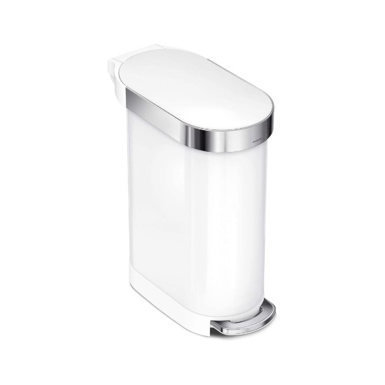 Pattumiera a pedale, 45 L, Slim, White Steel - simplehuman
