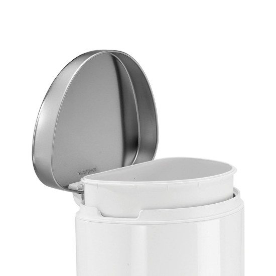 Semi-round pedal trash can, 10 L, White Steel - simplehuman